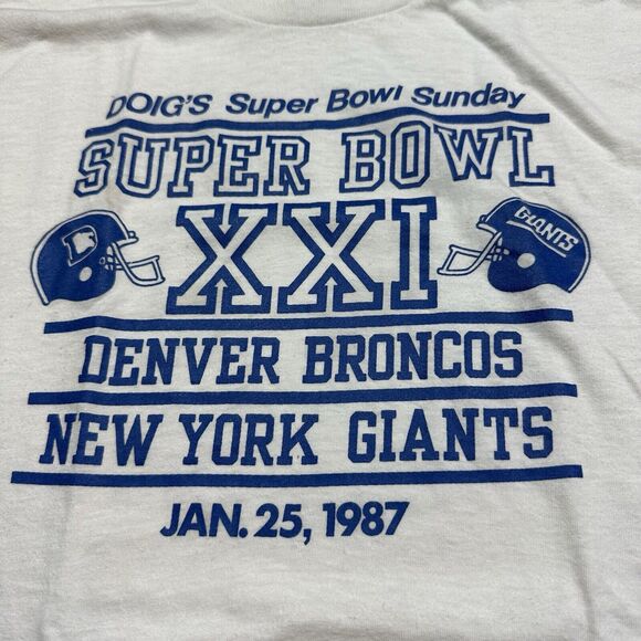 VINTAGE Denver Broncos Super Bowl XXI 1987 Shirt Medium Single Stitch Sneakers - Picture 2 of 6